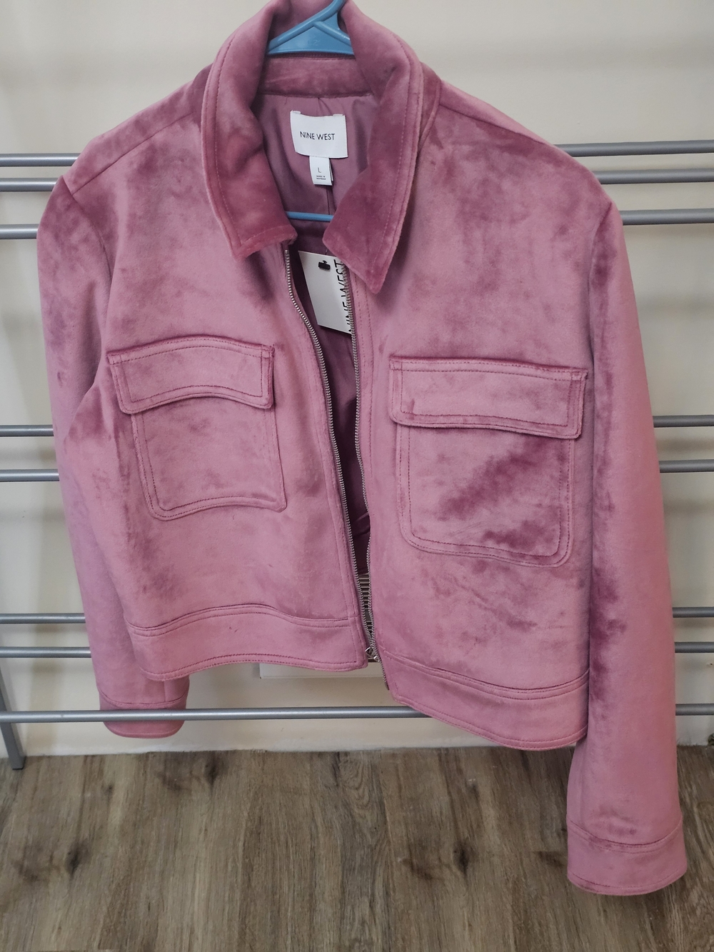 Nine West Rose Pink Suede-Effect Cropped Jacket